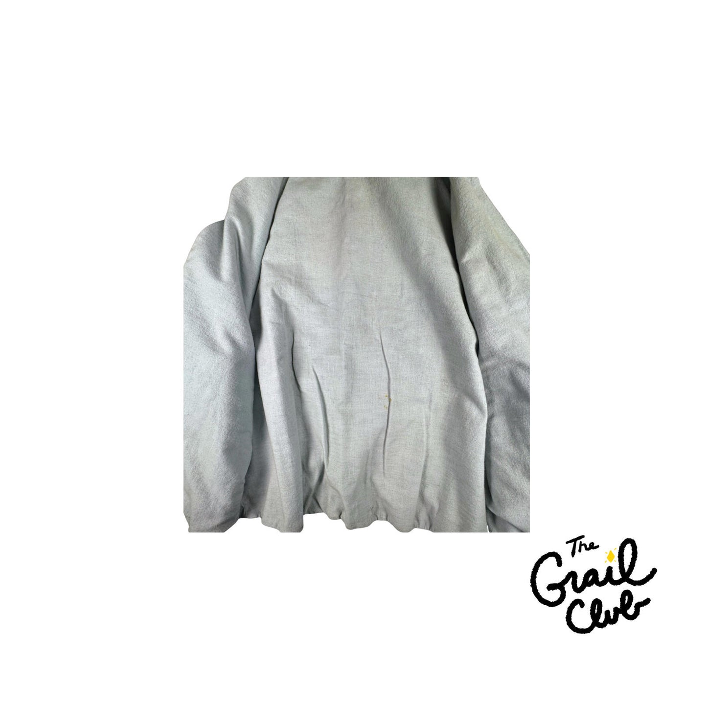 Gray fabric swatch with 'The Grail Club' logo on a white background
