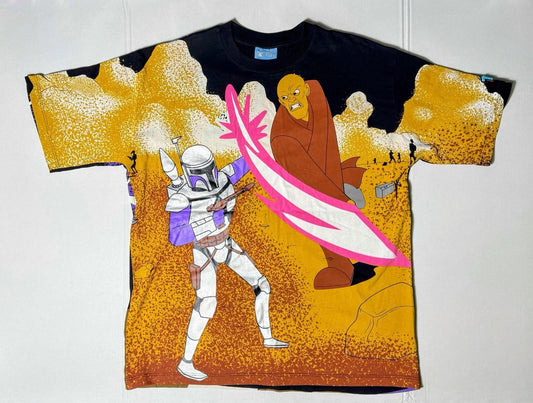 Vintage Inspired Star Wars Prequels Master Windu AOP Shirt XL The Shirt Farm Num