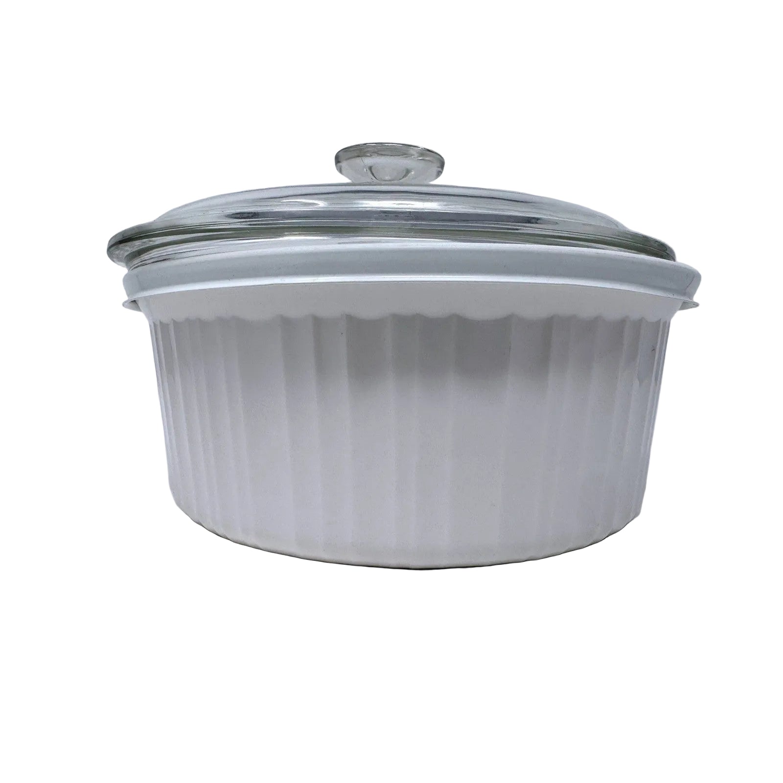 CorningWare French White 2.5 Liter Round Casserole Dish F-1-B with Glass Lid USA