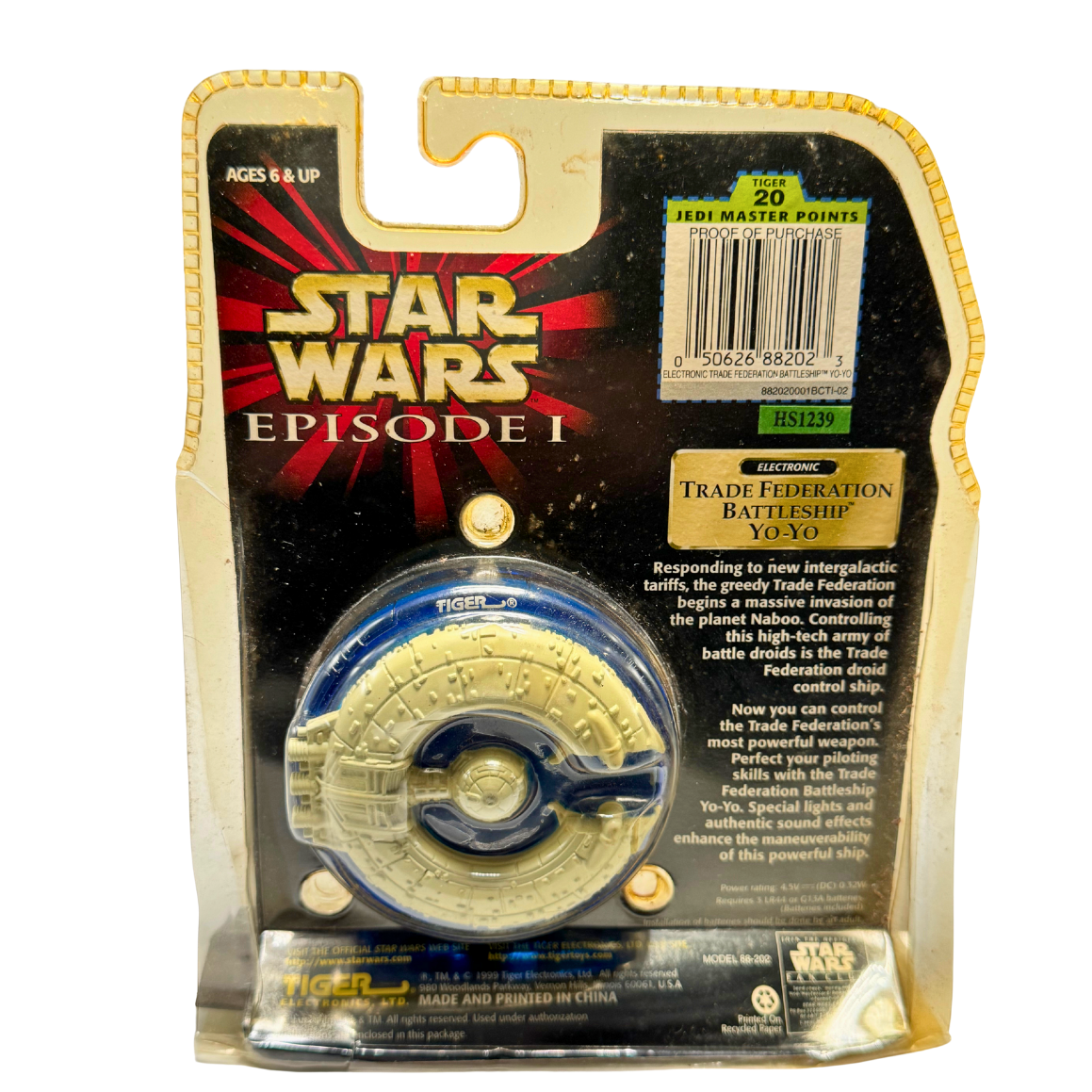 1999 STAR WARS Episode 1 YO-YO Trade Federation Battleship Lights Sound Tiger