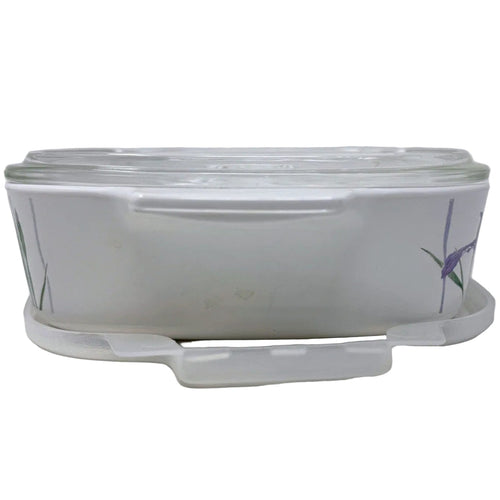 Corning Ware A-1-B 1 Liter Casserole Dish Iris Pattern with Glass & Plastic Lids