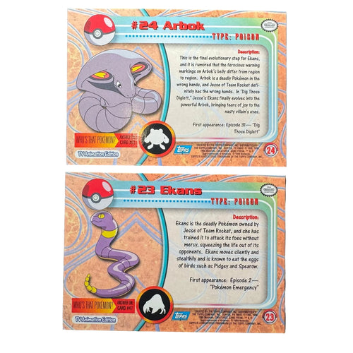 1999 Pokemon Topps Ekans Arbok 23 24 Blue Logo Animated Series Line Free Ship