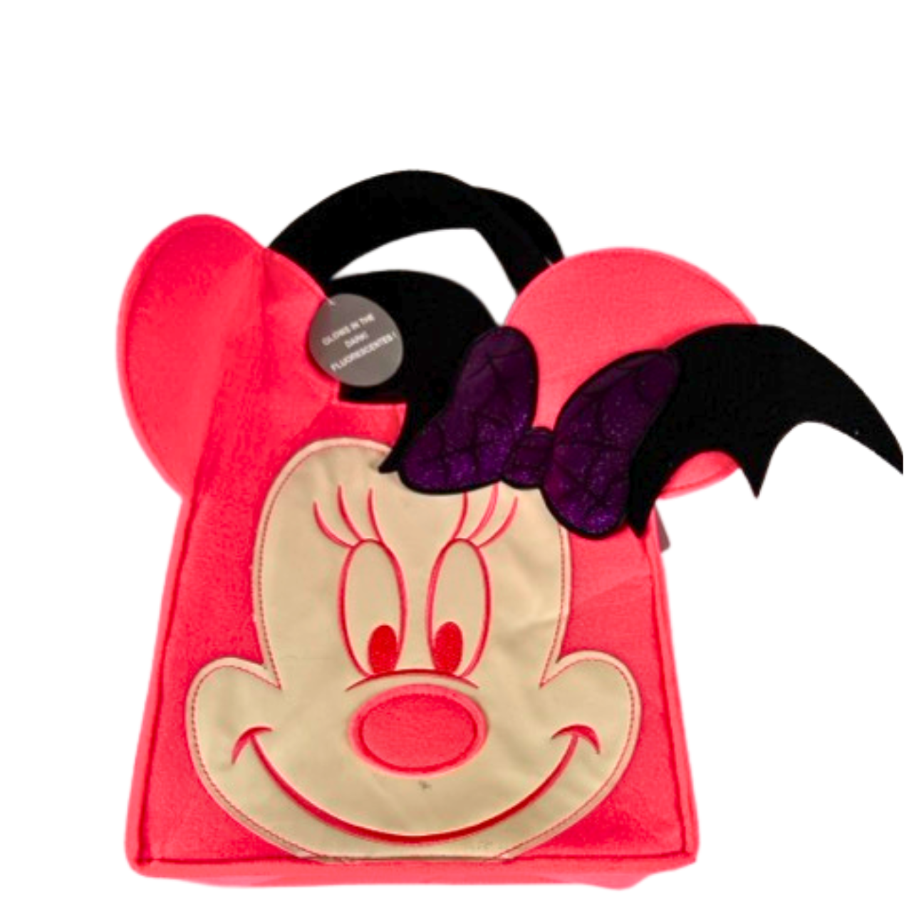 BNWT Disney Minnie Mouse Halloween Candy Treat Glow-in-The-Dark Bag Pink Tote
