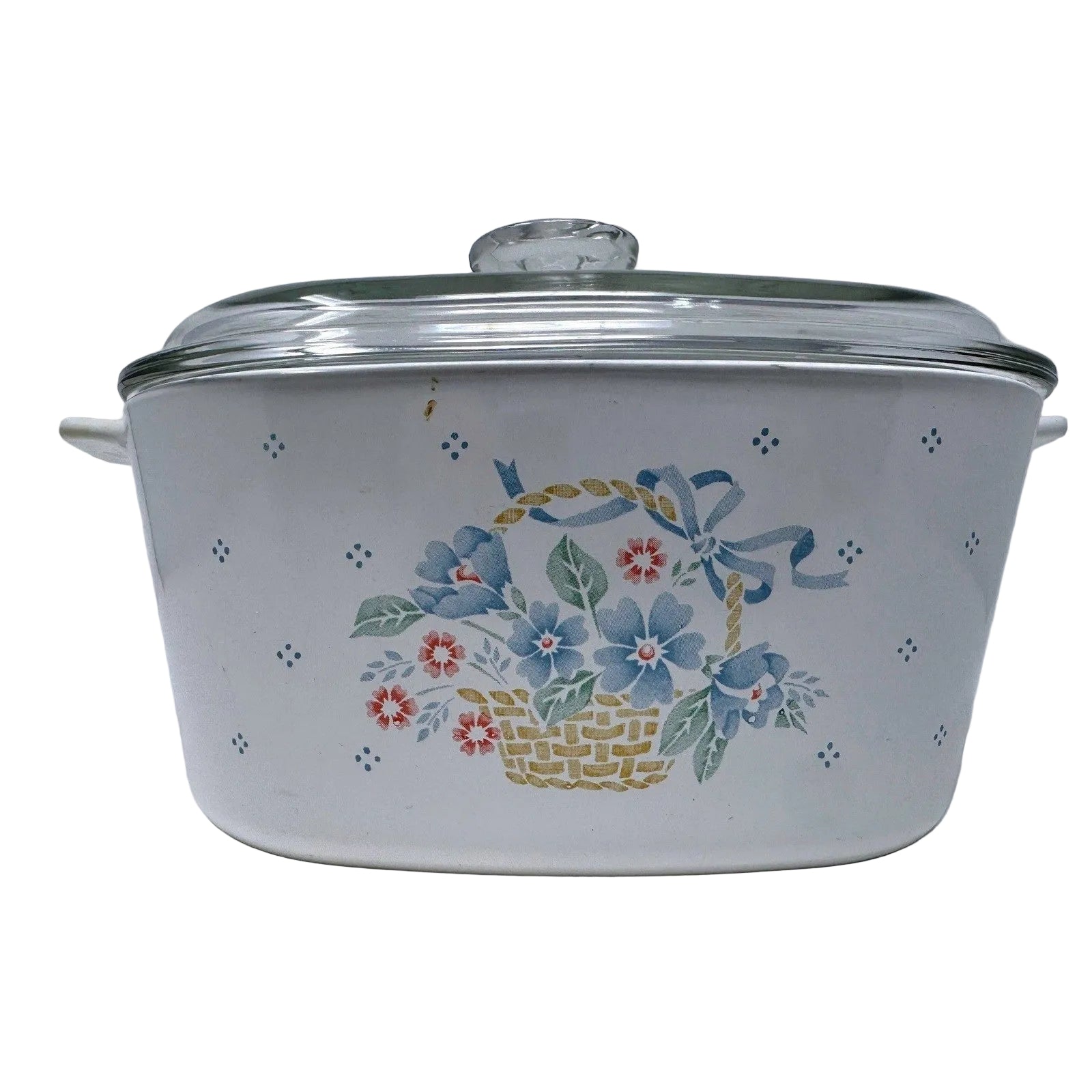 Corning Ware Country Cornflower Casserole Dish with Glass Lid Vintage White Blue