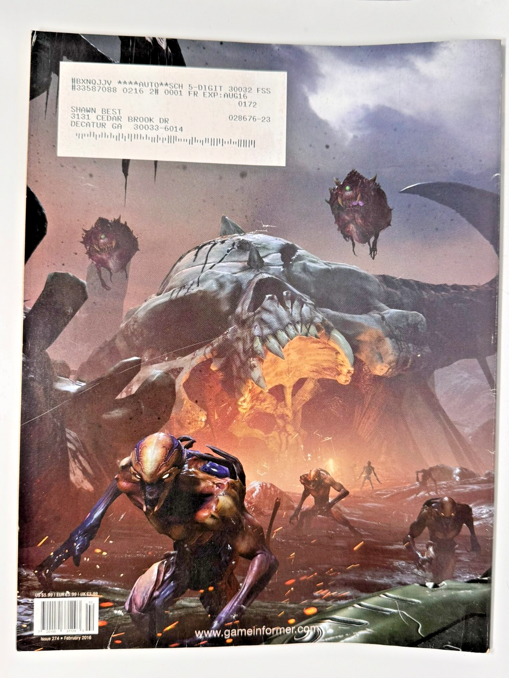 Gameinformer Magazine February 2016 Issue 274 / Doom Video Game Clean