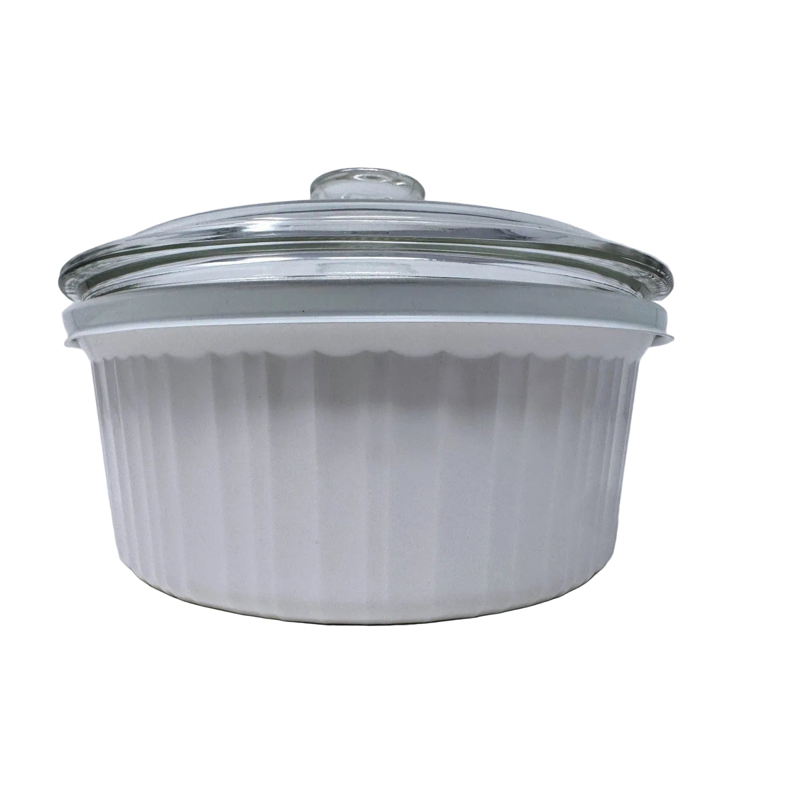 CorningWare French White 2.5 Liter Round Casserole Dish F-1-B with Glass Lid USA