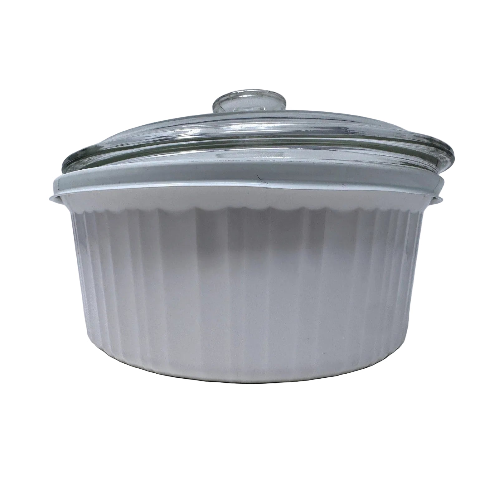 CorningWare French White 2.5 Liter Round Casserole Dish F-1-B with Glass Lid USA