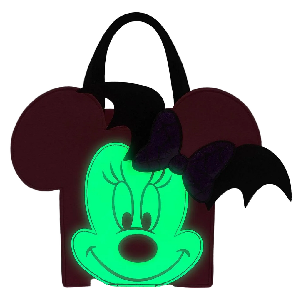 BNWT Disney Minnie Mouse Halloween Candy Treat Glow-in-The-Dark Bag Pink Tote