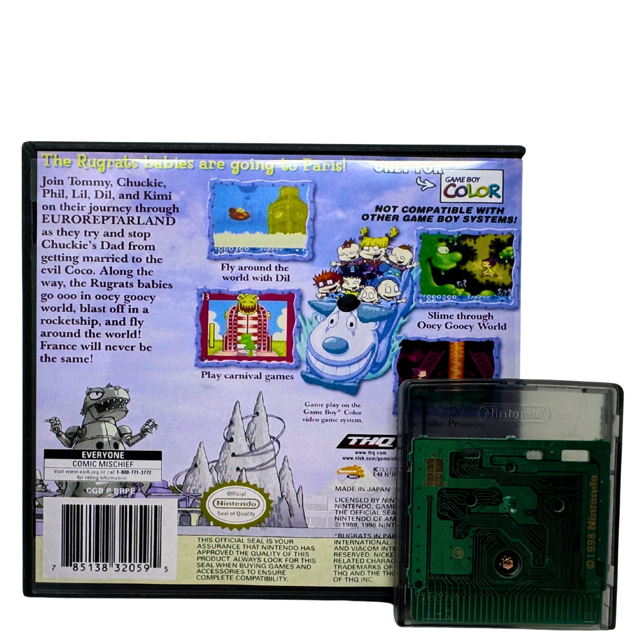 Rugrats in Paris: The Movie (Nintendo Game Boy Color, 2000) w/Case Free Shipping