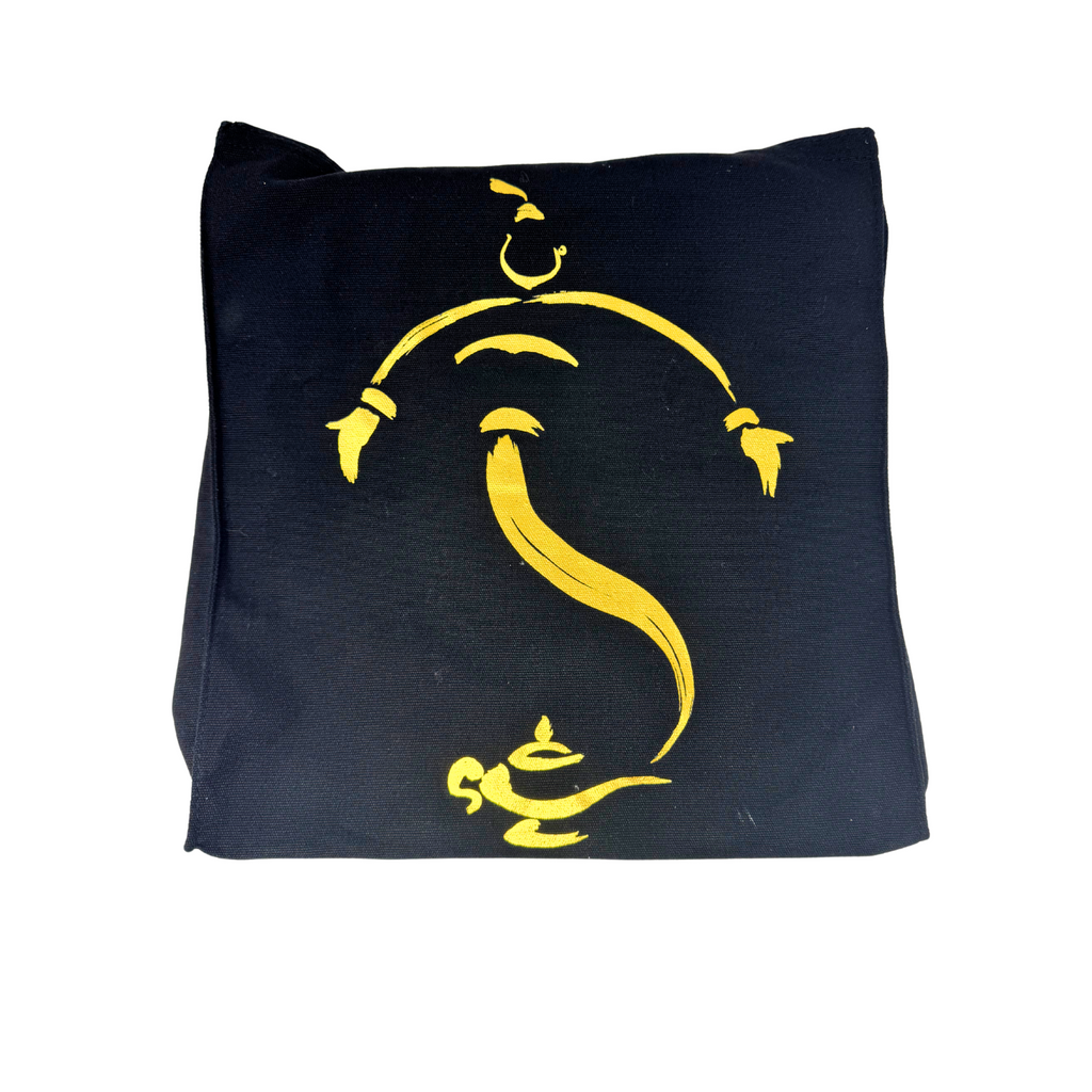 Disney Aladdin Broadway Black & Gold Script Genie Lamp Logo Canvas Tote Bag