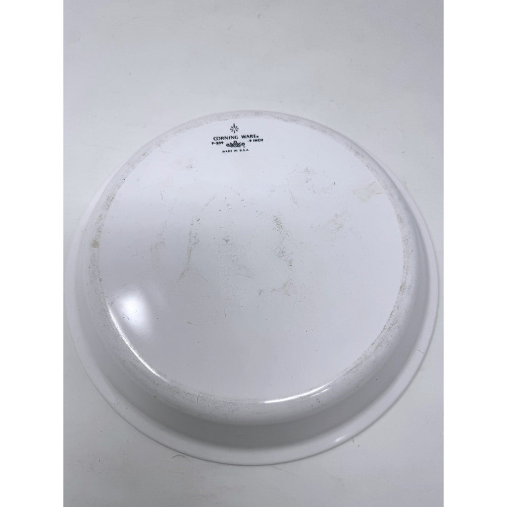 Corning Ware Blue Cornflower 9 Inch Pie Plate P-309 Vintage White Bakeware USA