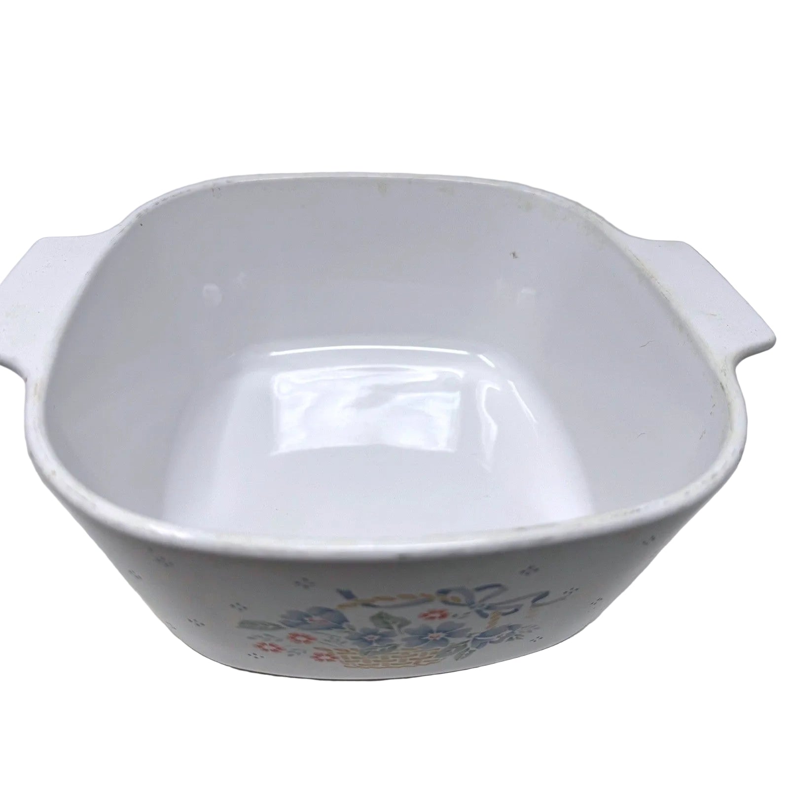 Corning Ware Country Cornflower Casserole Dish with Glass Lid Vintage White Blue