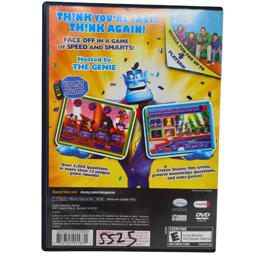 Disney Think Fast - Sony PlayStation 2 Complete In Box CIB - Free Shipping