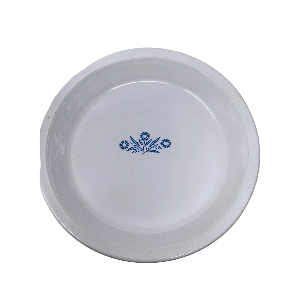 Corning Ware Blue Cornflower 9 Inch Pie Plate P-309 Vintage White Bakeware USA