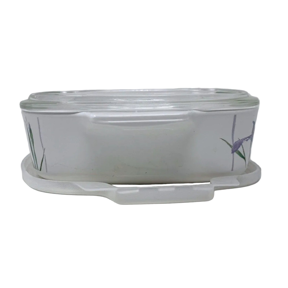 Corning Ware A-1-B 1 Liter Casserole Dish Iris Pattern with Glass & Plastic Lids