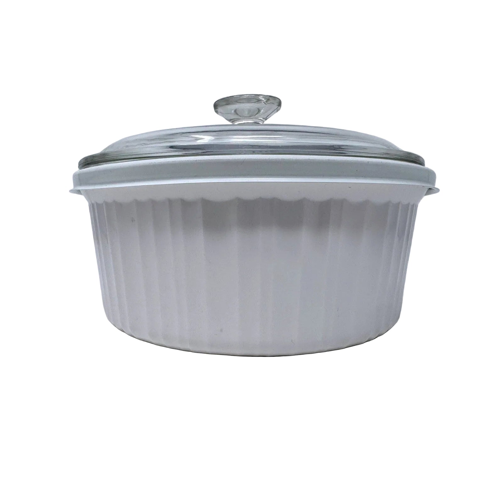 CorningWare French White 2.5 Liter Round Casserole Dish F-1-B with Glass Lid USA