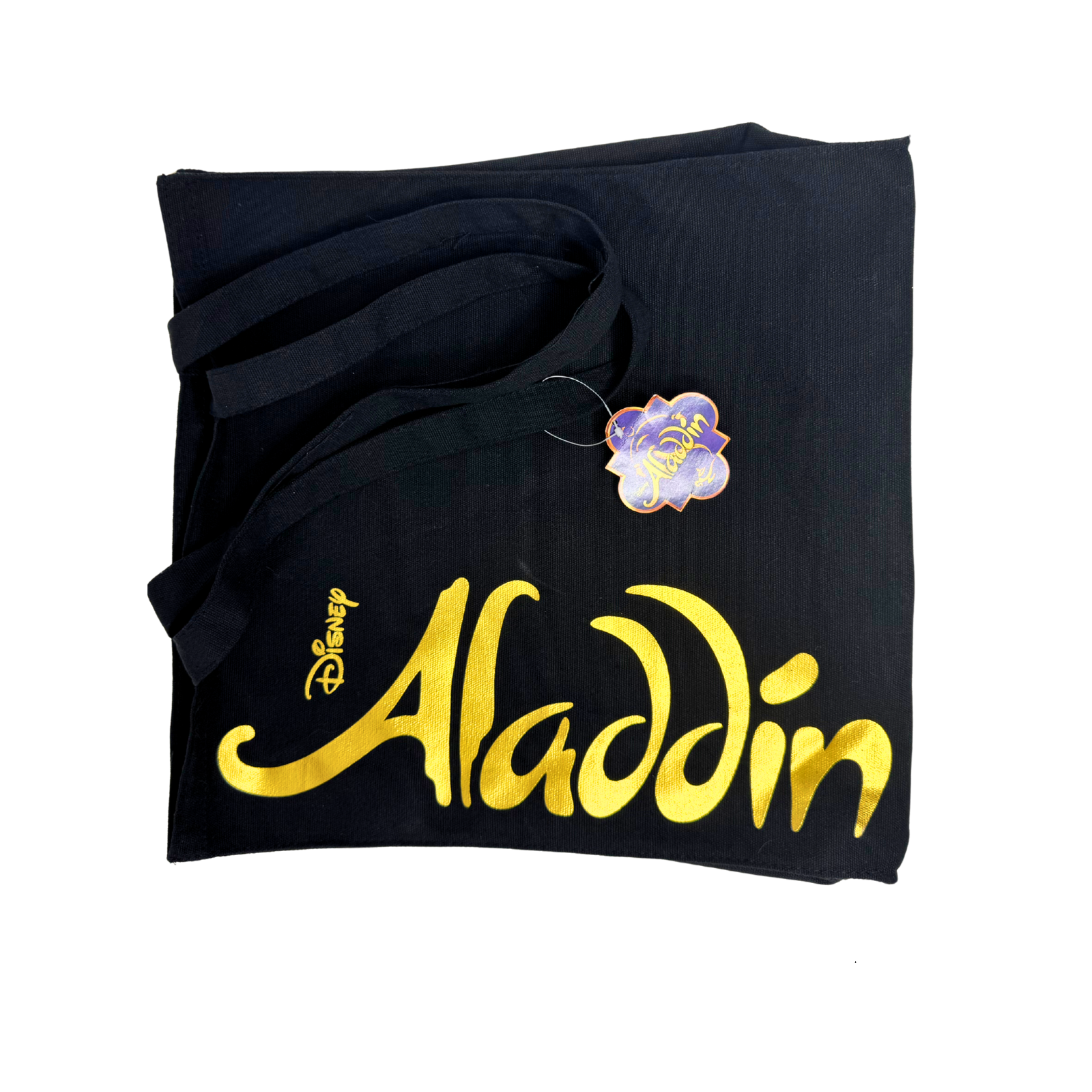 Disney Aladdin Broadway Black & Gold Script Genie Lamp Logo Canvas Tote Bag
